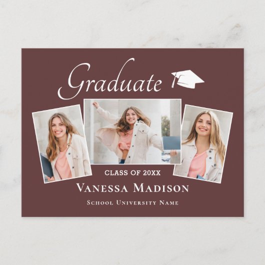 Modern | Aankondiging van het Afstuderen van Elega Briefkaart (Voorkant)