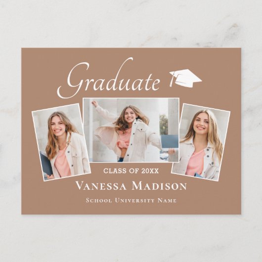 Modern | Aankondiging van het Afstuderen van Elega Briefkaart (Voorkant)