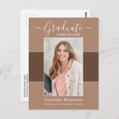 Modern | Aankondiging van het Afstuderen van Elega Briefkaart (Voorkant / Achterkant)