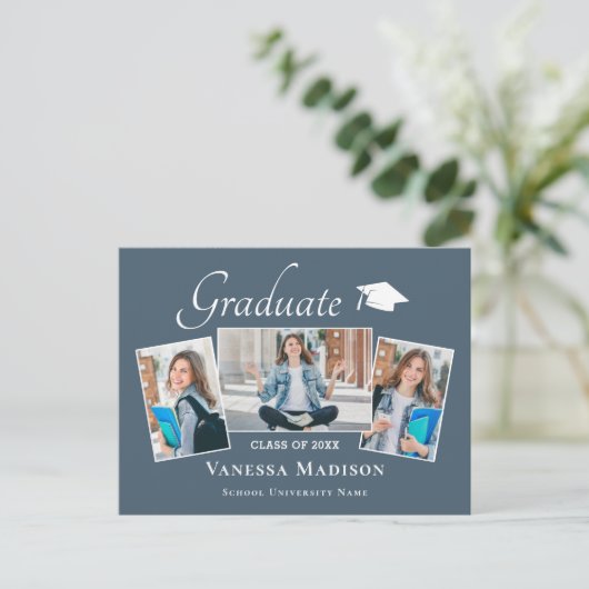 Modern | Aankondiging van het Afstuderen van Elega Briefkaart (Staand voorkant)