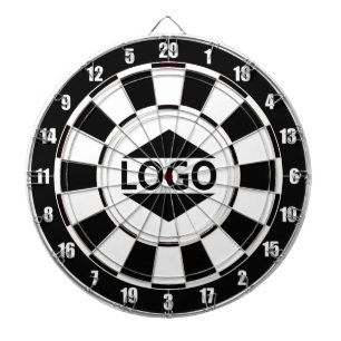 Modern Aanpasbaar Logo in Zwart & Wit Dartbord