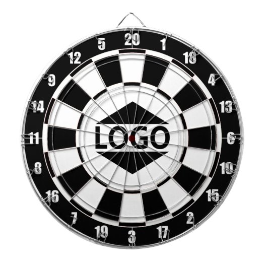Modern Aanpasbaar Logo in Zwart & Wit Dartbord (Voorkant)