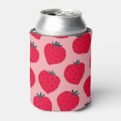 Modern aardbei roze naadloos patroon blikjeskoeler (Blikje Voorkant)