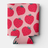 Modern aardbei roze naadloos patroon blikjeskoeler (Voorkant)