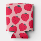 Modern aardbei roze naadloos patroon blikjeskoeler (Achterkant)