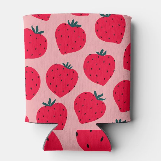 Modern aardbei roze naadloos patroon blikjeskoeler (Achterkant)