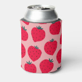 Modern aardbei roze naadloos patroon blikjeskoeler (Blikje Achterkant)