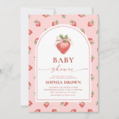 Modern aardbeien Baby shower Kaart (Voorkant)