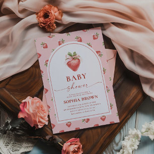 Modern aardbeien Baby shower Kaart
