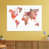 Modern aards getinte kleur Waterverf Wereldkaart Canvas Afdruk (Insitu (Woonkamer))