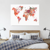 Modern aards getinte kleur Waterverf Wereldkaart Canvas Afdruk (Insitu (Slaapkamer))