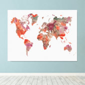 Modern aards getinte kleur Waterverf Wereldkaart Canvas Afdruk (Insitu (Houten vloer))