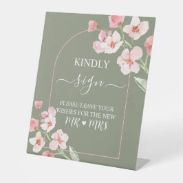 Modern Aards Waterverf Bloemboog Gastboek Reclamebord Met Voetstuk