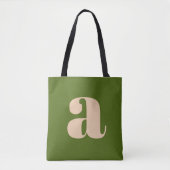 Modern Aardse Groene Krachtige Retro Monogram Init Tote Bag (Voorkant)