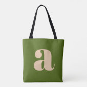 Modern Aardse Groene Krachtige Retro Monogram Init Tote Bag (Achterkant)