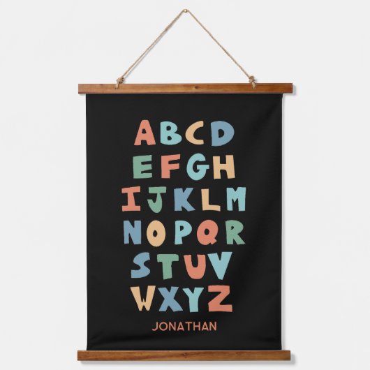 Modern ABC alfabet gepersonaliseerd klaslokaal Pos Hangend Wandkleed (Voorkant)