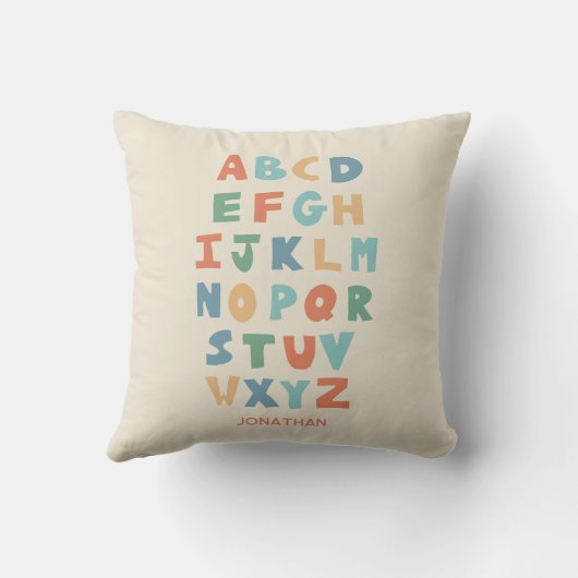 Modern ABC Alphabet Gepersonaliseerd schattig kind Kussen (Achterkant)