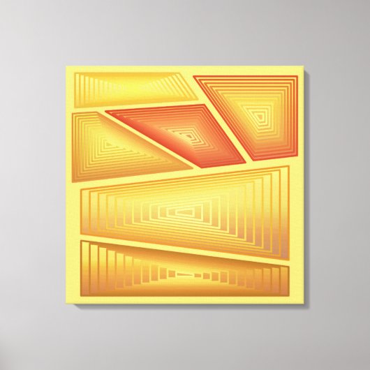 Modern Abstract - 3-d pyramiden, goud Canvas Afdruk (Voorkant)