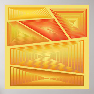 Modern Abstract - 3-d pyramiden, goud Poster