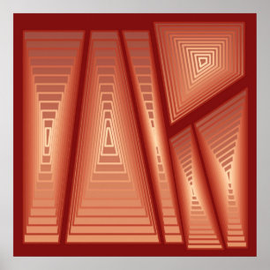 Modern Abstract - 3-d pyramiden, koper Poster