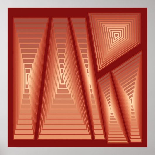 Modern Abstract - 3-d pyramiden, koper Poster (Voorkant)