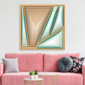 Modern Abstract - 3-d Pyramiden, Taupe en Silver Canvas Afdruk (Insitu (Woonkamer))