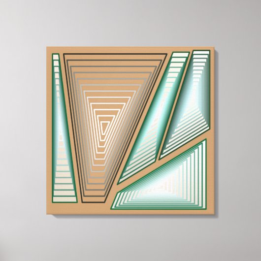 Modern Abstract - 3-d Pyramiden, Taupe en Silver Canvas Afdruk (Voorkant)
