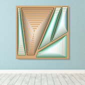 Modern Abstract - 3-d Pyramiden, Taupe en Silver Canvas Afdruk (Insitu (Houten vloer))