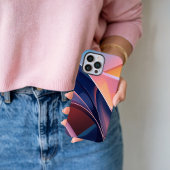Modern Abstract 3D Metallic Blue, Peach en Pink Case-Mate iPhone Case