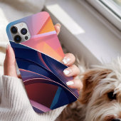 Modern Abstract 3D Metallic Blue, Peach en Pink Case-Mate iPhone Case