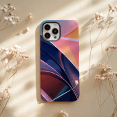 Modern Abstract 3D Metallic Blue, Peach en Pink Case-Mate iPhone Case