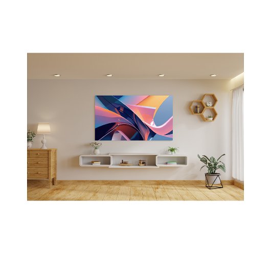 Modern Abstract 3D Metallic Blue, Peach en Pink Foto Afdruk