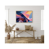 Modern Abstract 3D Metallic Blue, Peach en Pink Foto Afdruk