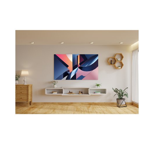 Modern Abstract 3D Metallic Blue, Peach en Pink Foto Afdruk