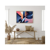 Modern Abstract 3D Metallic Blue, Peach en Pink Foto Afdruk