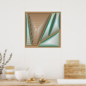 Modern Abstract - 3D-piramides, Taupe en Zilver Poster (Keuken)