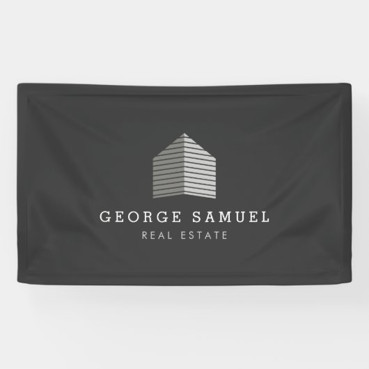 Modern Abstract Aangepast Huis Logo Makelaar Spandoek (Horizontaal)