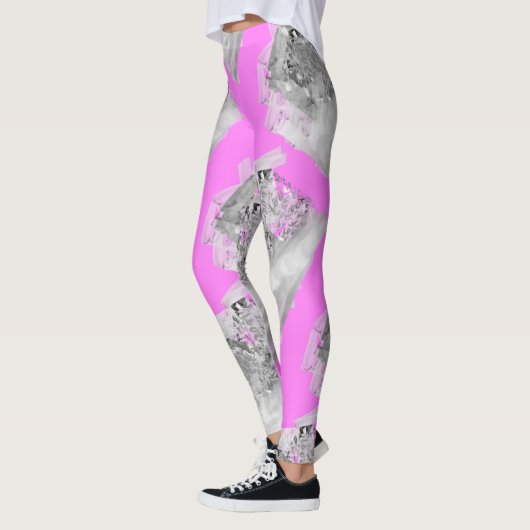 MODERN abstract aantrekken in lichtroze grijs Leggings (Links)