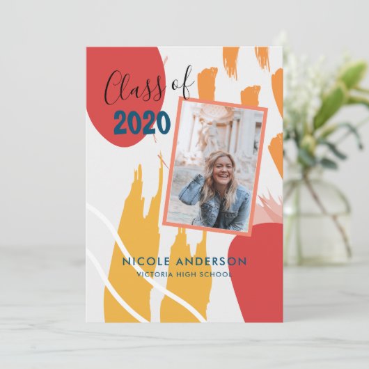 Modern Abstract Afstuderen penseelstreek Kaart (Staand voorkant)