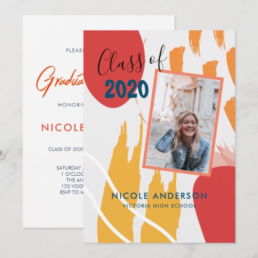 Modern Abstract Afstuderen penseelstreek Kaart (Voorkant / Achterkant)