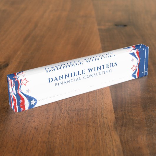 Modern Abstract Amerikaans vlagontwerp Naambordje (Zijkant)