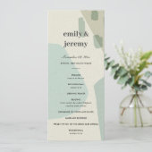 MODERN ABSTRACT AQUA ART WEDDING CEREMONY PROGRAMM MENU (Staand voorkant)