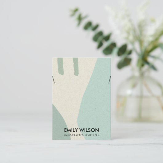 MODERN ABSTRACT AQUA BLUE ART KETTING DISPLAY VISITEKAARTJE (Staand voorkant)