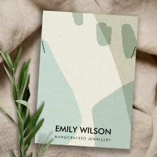 MODERN ABSTRACT AQUA BLUE ART KETTING DISPLAY VISITEKAARTJE