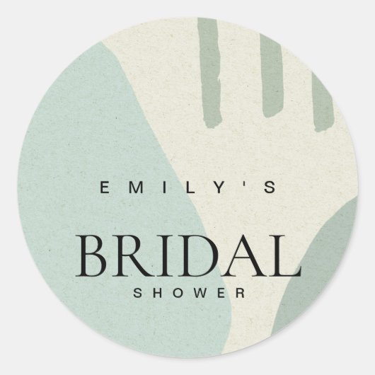 MODERN ABSTRACT AQUA BLUE ARTISTIC VRIJGEZELLENFEE RONDE STICKER (Voorkant)