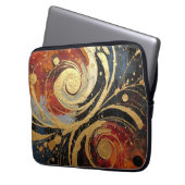 Modern Abstract Art Black Gold Design Laptop Sleeve (Voorkant Links)