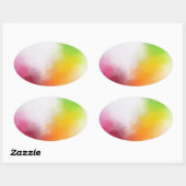 Modern Abstract Art Geel Sinaasappel Blauw Groen R Ovale Sticker (Vel)