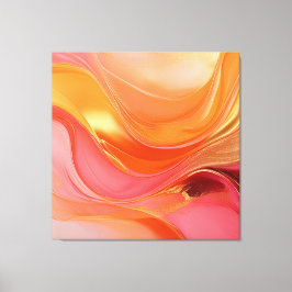 Modern Abstract Art-Sinaasappel roze en goud- Canvas Afdruk
