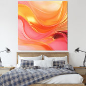 Modern Abstract Art-Sinaasappel roze en goud- Canvas Afdruk (Insitu (Slaapkamer))