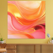 Modern Abstract Art-Sinaasappel roze en goud- Canvas Afdruk (Insitu (Woonkamer))